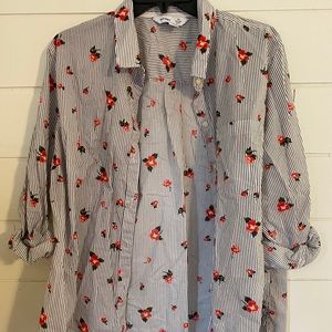 Old Navy Flower Stripe Button Down Shirt